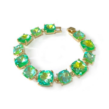 Cushion Cut Glass Crystal Linked Station Bracelet