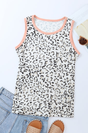 Leopard Contrast Trim Tank Top